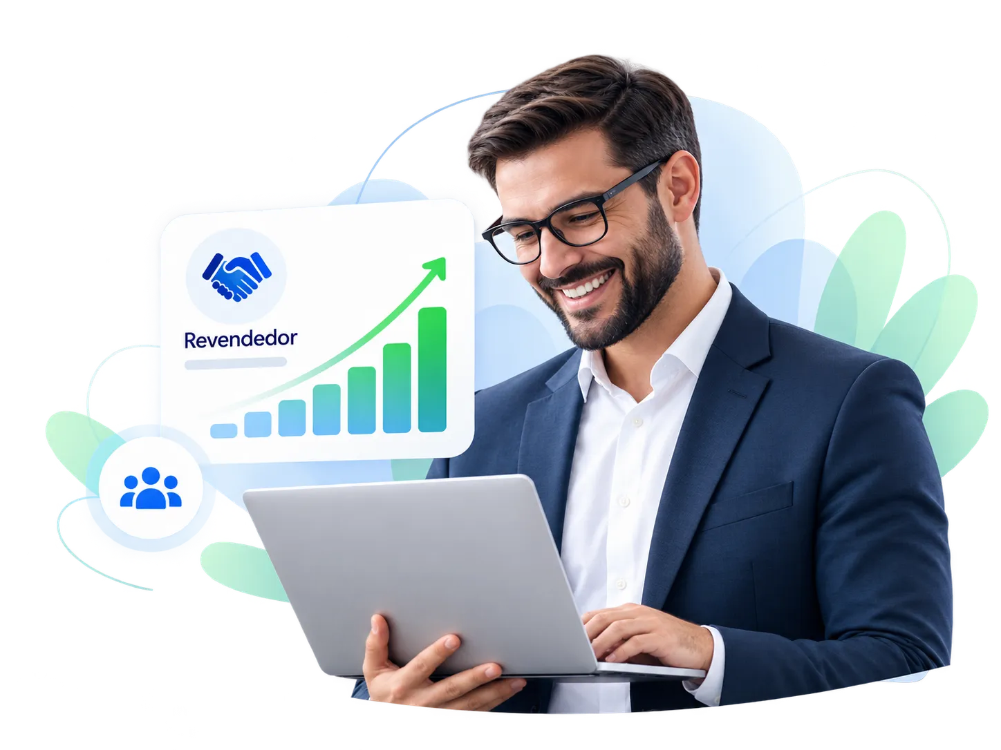 Reseller reviewing the growth of his business