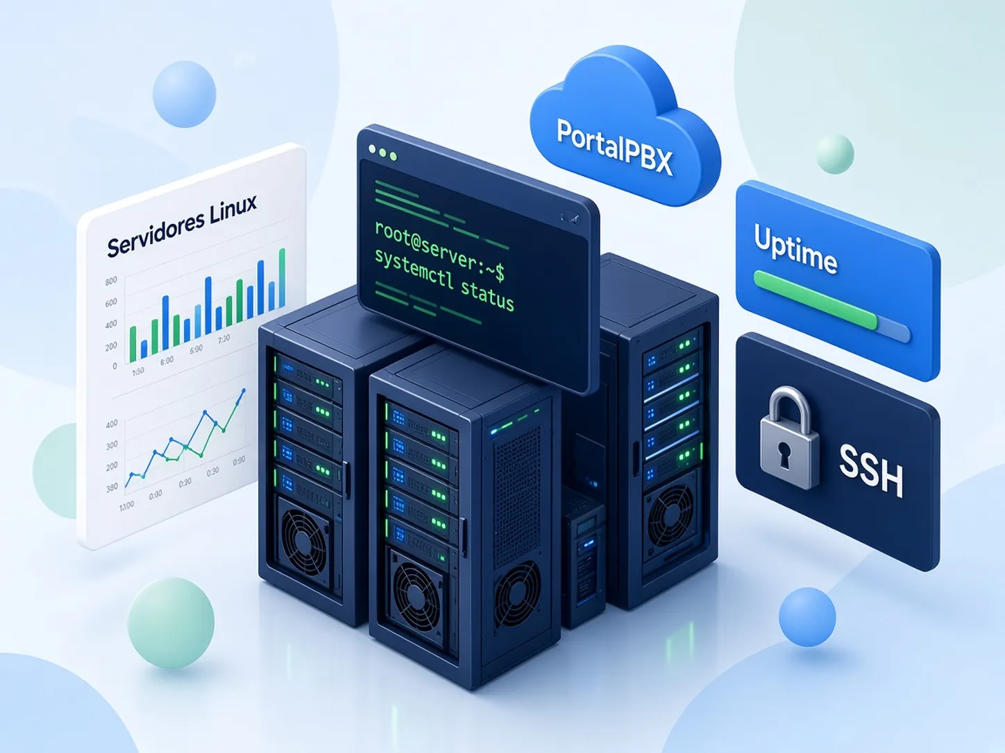 Managed Linux server racks illustration